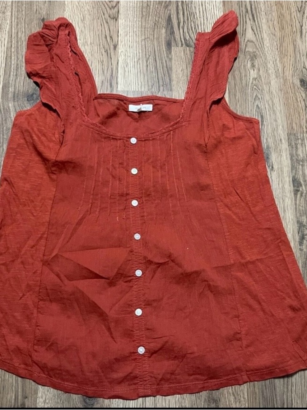 Maurices Rust Red Ruffled Strap Button-Front Camisole